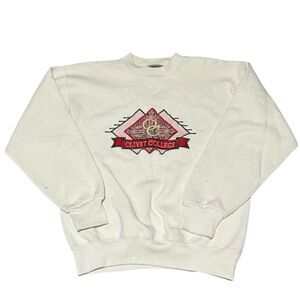 Vintage University Of Olivet College Michigan Sweatshirt Off White Medium